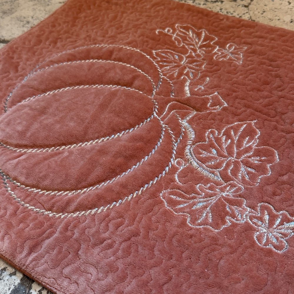 Tahari Autumn Pumpkin Embroidered Table Runner - Orange